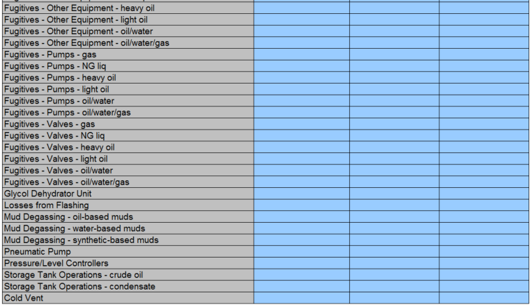 second image of Reporting Requirements     For all equipment leaks, vented emission, and flare emission source types present